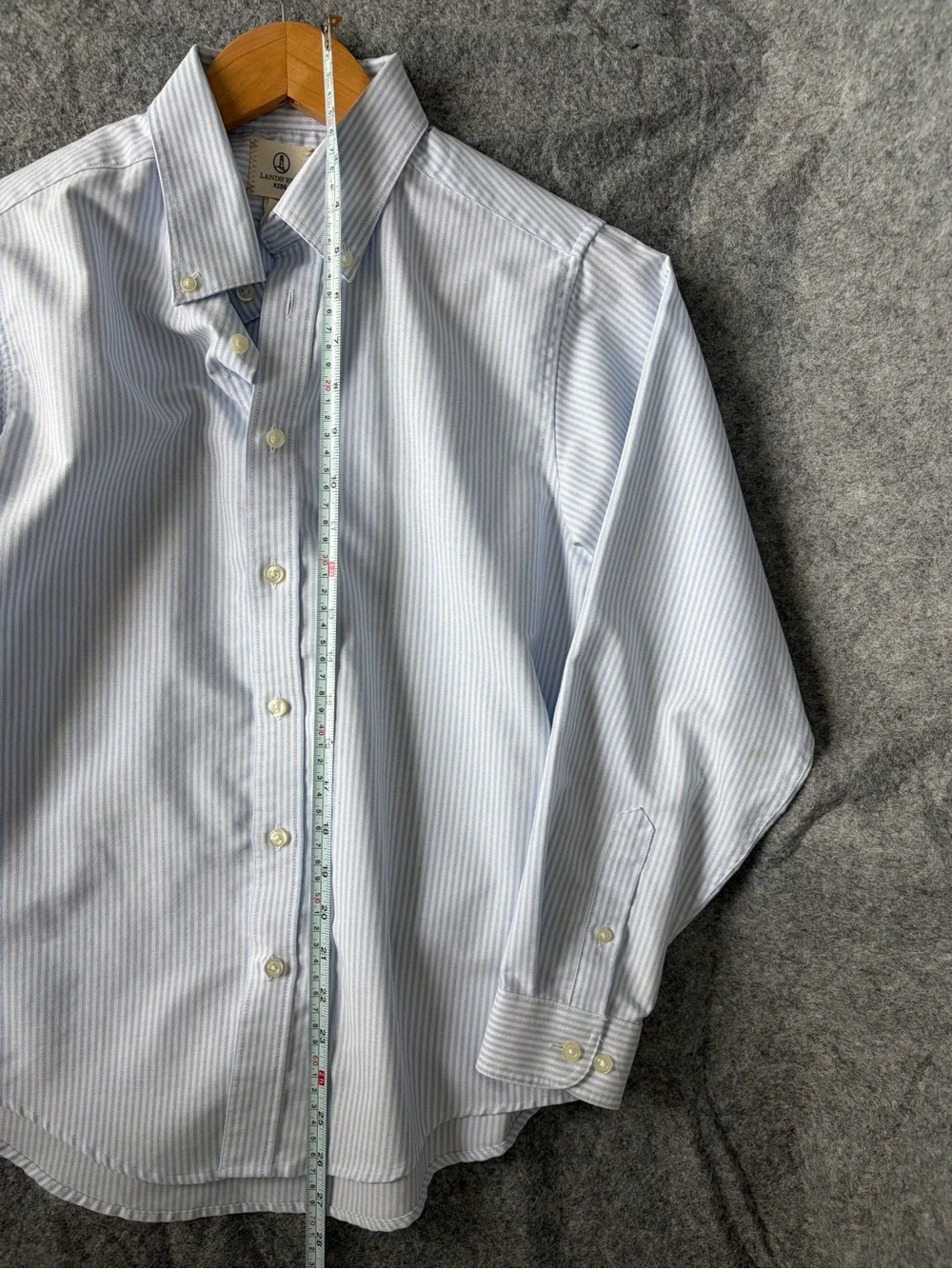 Lands' End Boys Light Blue & White Striped Button-Down Shirt